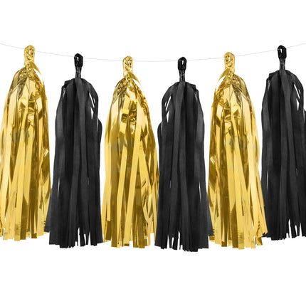 Tassel Slinger Zwart Goud 2m