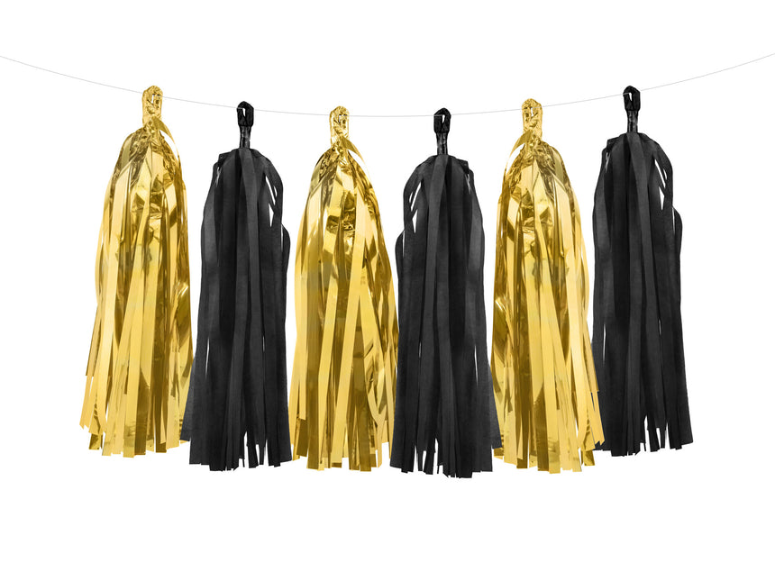 Tassel Slinger Zwart Goud 2m