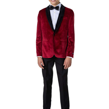 Bordeaux Rode Velvet Blazer Jongen Tiener OppoSuits