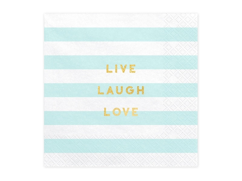 Lichtblauwe Servetten Live Laugh Love 33cm 20st