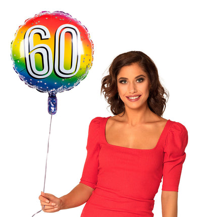 Regenboog Cijfer Ballon 60 Jaar 45cm