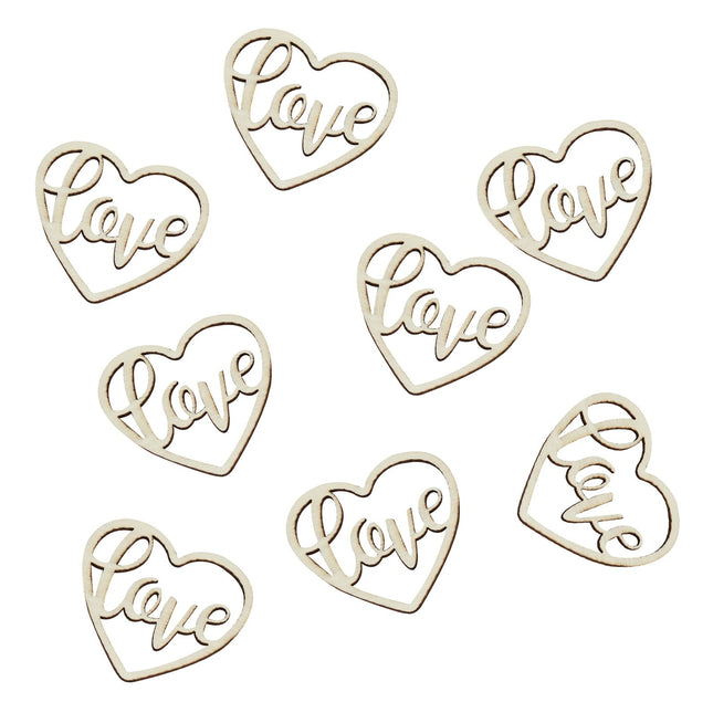 Tafelconfetti Love Hart Hout 3,5cm 24st