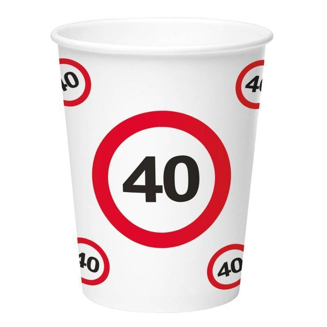 Bekers 40 Jaar Verkeersbord Karton 350ml 8st