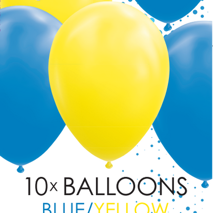 Blauw Gele Ballonnen 30cm 10st