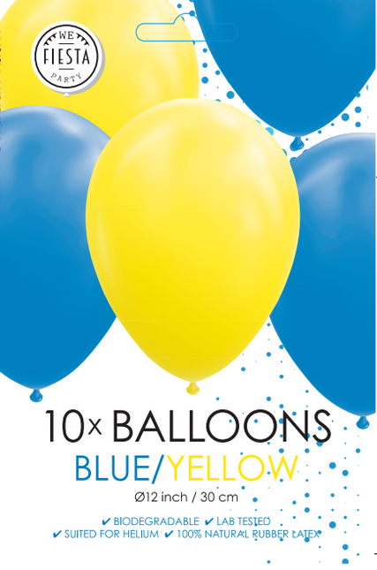 Blauw Gele Ballonnen 30cm 10st