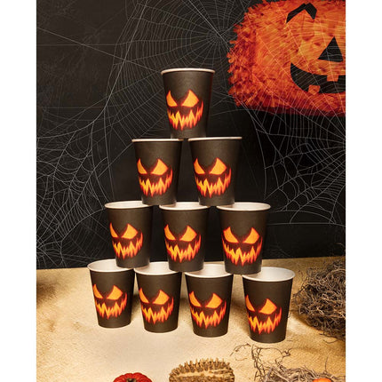 Halloween Bekers Pompoen Papier 210ml 10st