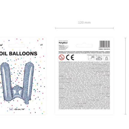 Folie Ballon Letter W Holografisch Leeg 35cm