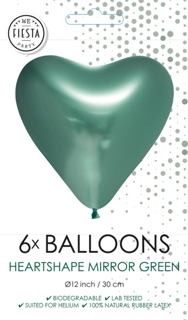 Hartjes Ballonnen Groen 30cm 6st