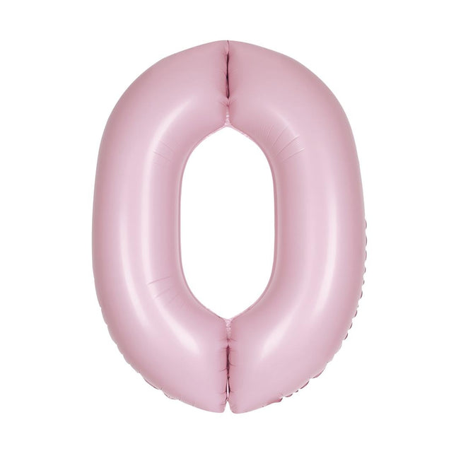 Roze Cijfer Ballon 0 Jaar Matte 86cm