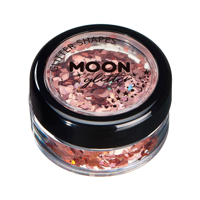 Moon Glitter Holographic Glitter Shapes Rose Gold 3g