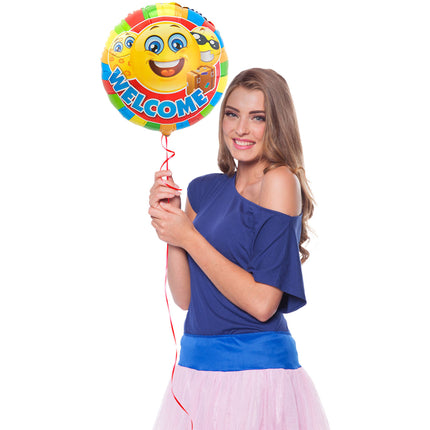 Helium Ballon Emoticon Welcome 43cm leeg