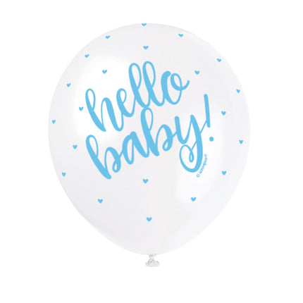 Geboorte Ballonnen Hello Baby Blauw 30cm 5st