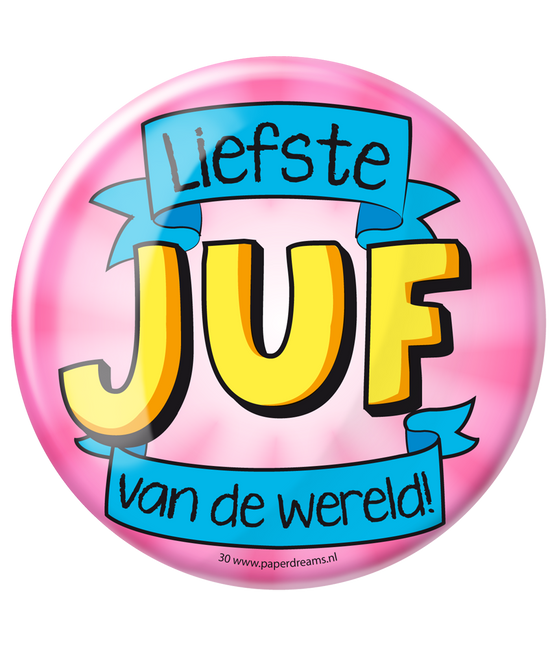 Button Liefste Juf van de Wereld 10,2cm