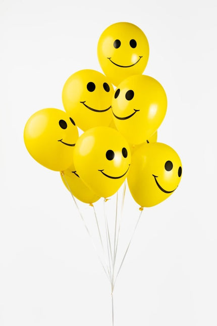 Gele Ballonnen Smiley 30,5cm 8st