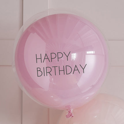 Roze Happy Birthday Ballonnen Dubbellaags 45cm 3st