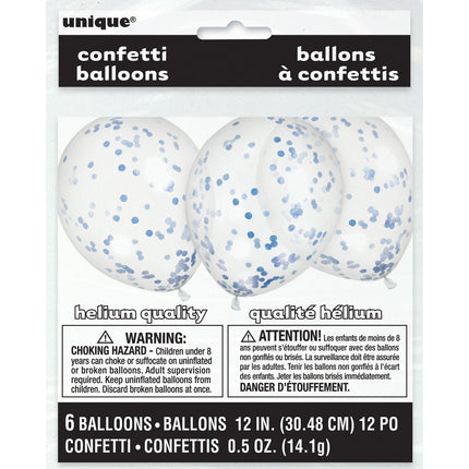 Confetti Ballonnen Blauw 30cm 6st