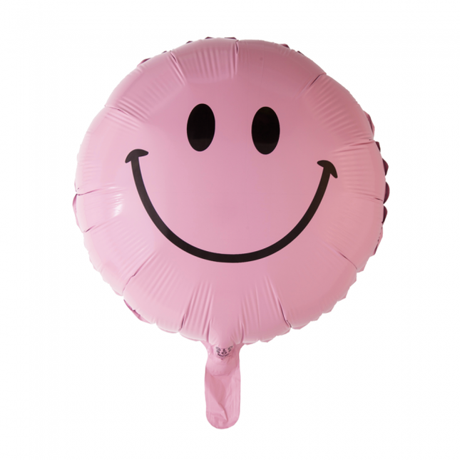 Helium Ballon Emoji Smile Lichtroze 45cm leeg