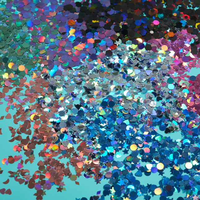 Moon Glitter Holographic Glitter Shapes Green 3g