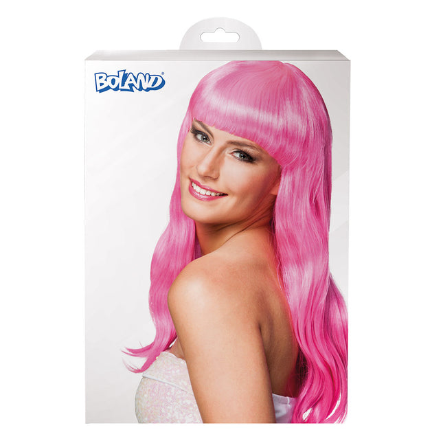 Pruik Lang Haar Roze