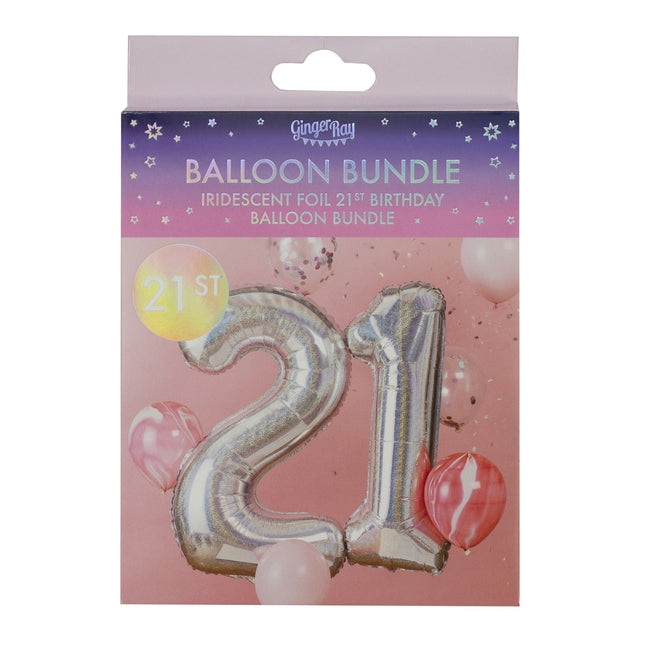 Ballonnen Set 21 Jaar Confetti 2 delig