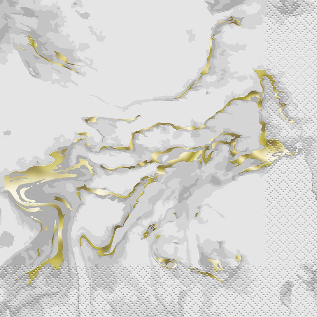 Servetten Marmer Goud 33cm 20st