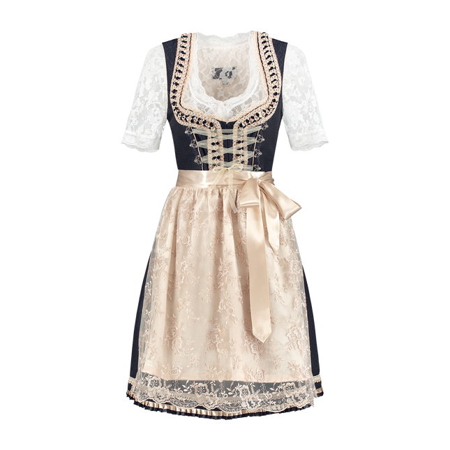 Wit Blauwe Dirndl Jurk Oktoberfest Dames 2 Delig