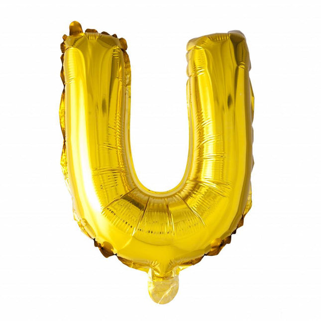 Folie Ballon Letter U Goud XL 102cm leeg