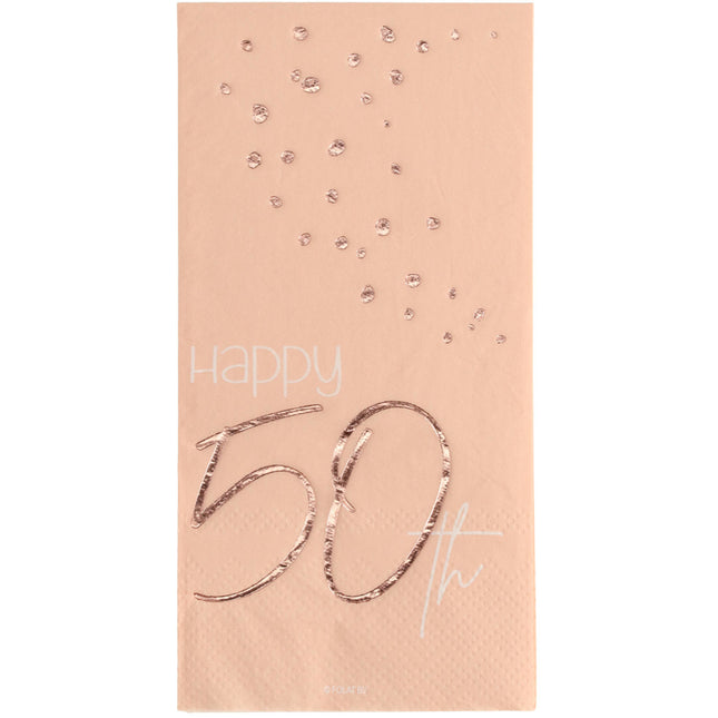 Servetten 50 Jaar Rose Goud 33cm 10st