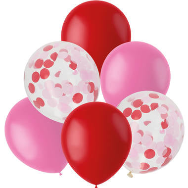 Ballonnen Mix Rood & Roze 30cm 6st