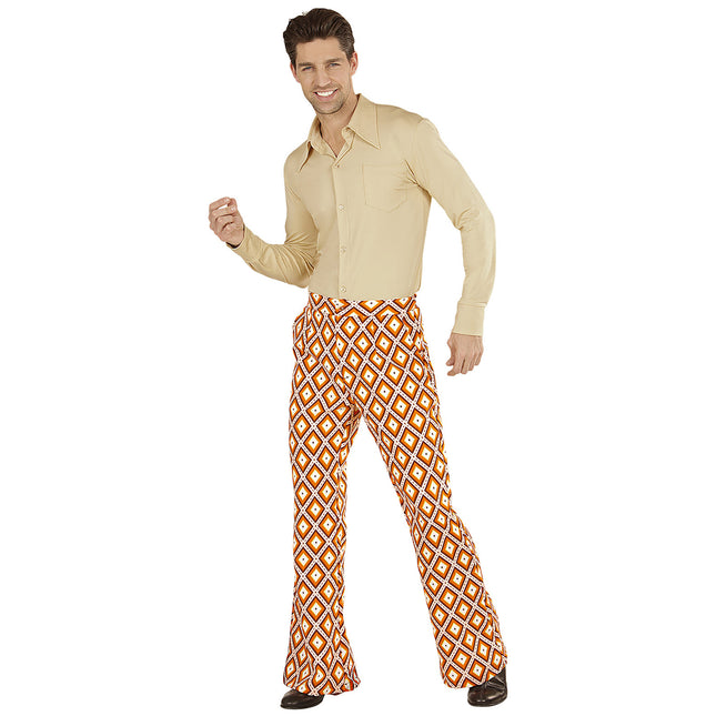 Disco 70S Broek Oranje Heren Ruit