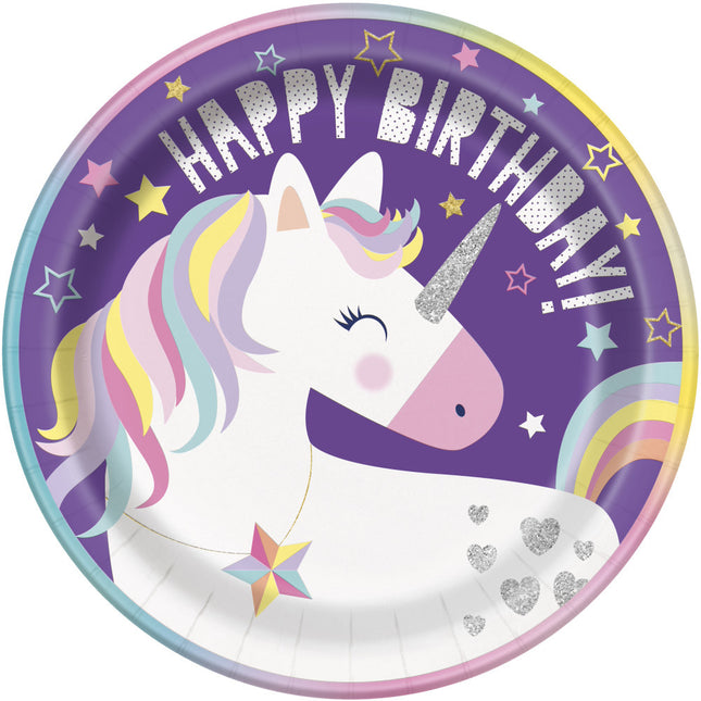 Unicorn Borden Happy Birthday 23cm 8st