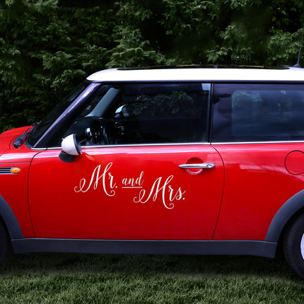 Autosticker Bruiloft Set Mr, and Mrs, 3st