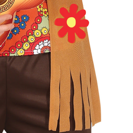 Hippie 60S Kostuum Gekleurd Heren Met Bruin Vest