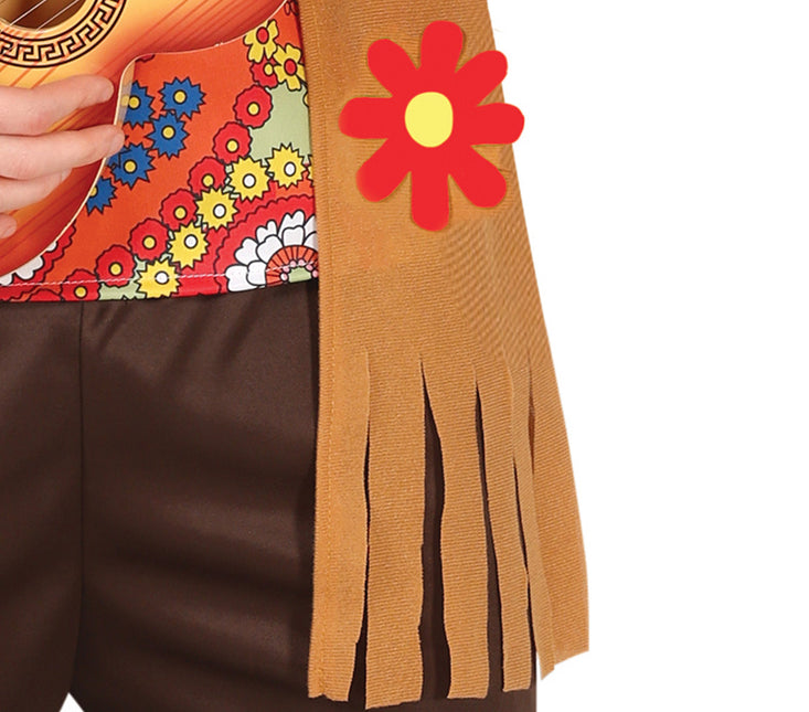 Hippie 60S Kostuum Gekleurd Heren Met Bruin Vest