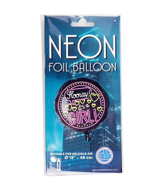 Geboorte Helium Ballon It's a Girl Neon 46cm leeg