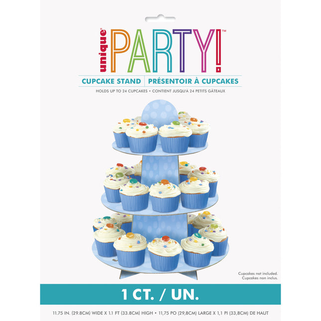 Cupcake Etagere Stippen Blauw 34cm