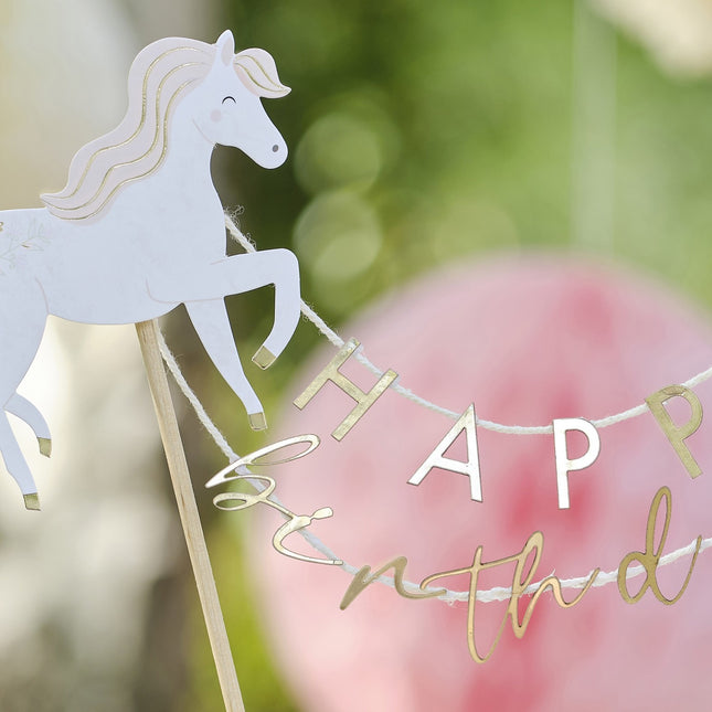 Paarden Taarttopper Happy Birthday 15cm