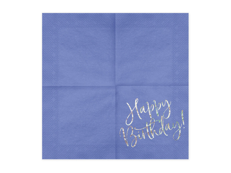 Servetten Happy Birthday Blauw 33cm 20st