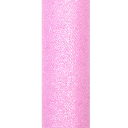 Lichtroze Tule Rol Glitter 15cm 9m