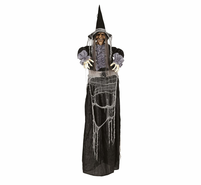 Halloween Hangdecoratie Heks Met Licht En Geluid 1,8m