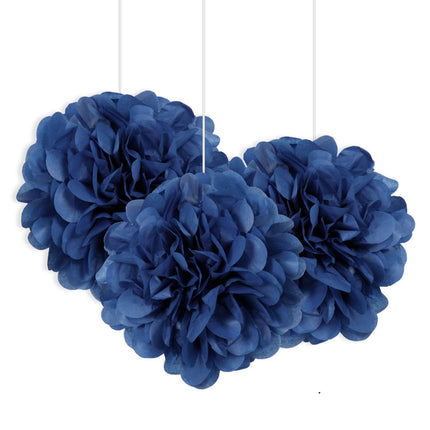 Pompon Blauw 20cm 3st