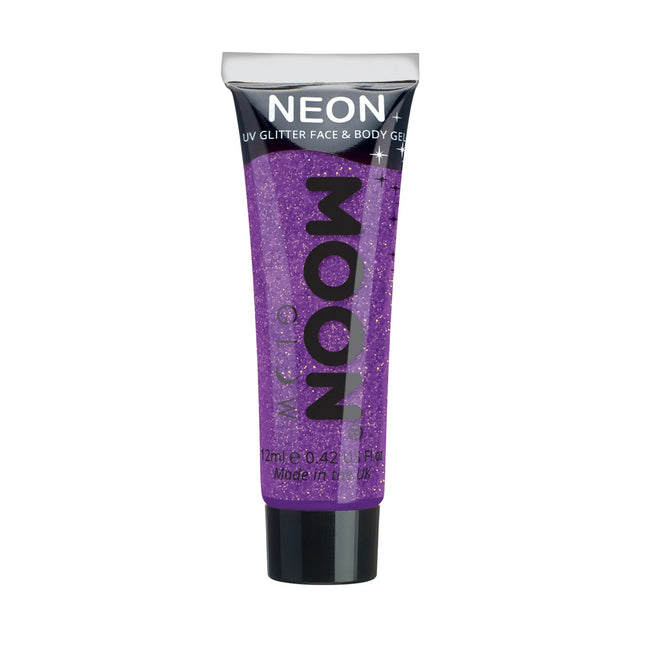 Moon Glow Neon UV Fine Glitter Gel Purple 12ml