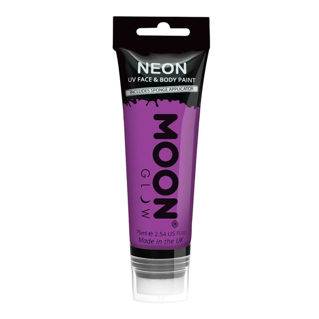 Moon Glow Neon UV Face Paint with Sponge Applicator Intense Purple 75ml