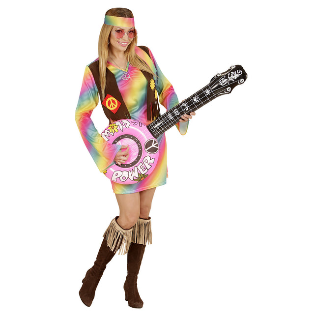 Hippie 60S Nep Banjo Roze Opblaasbaar 1m