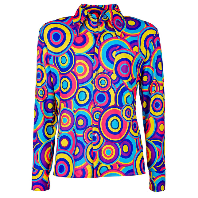 Disco 70S Blouse Blauw Heren Bubbels