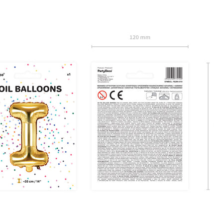 Folie Ballon Letter I Goud Leeg 35cm