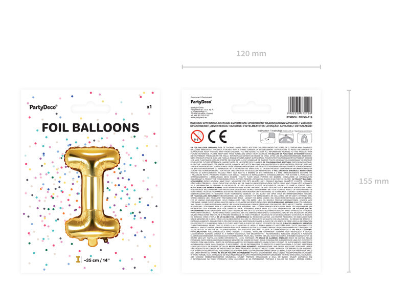 Folie Ballon Letter I Goud Leeg 35cm