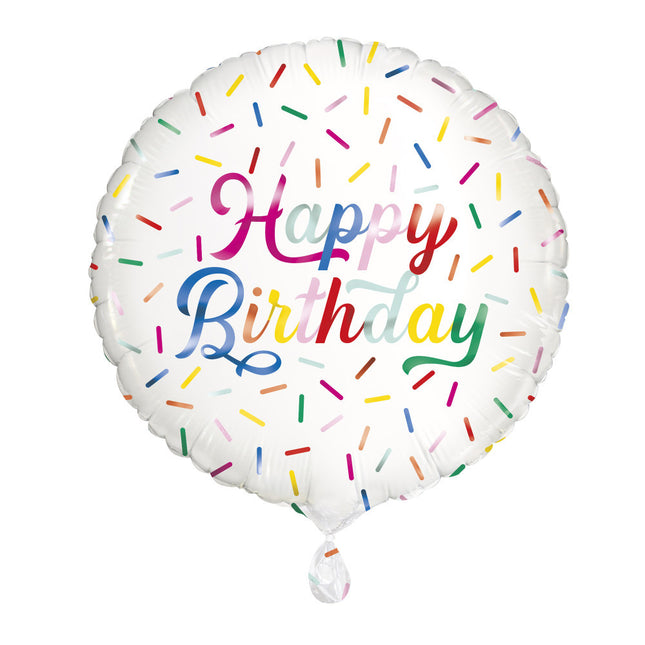 Helium Ballon Happy Birthday hagelslag 45cm leeg