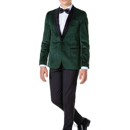 Donkergroen Velvet Blazer Jongen Tiener OppoSuits