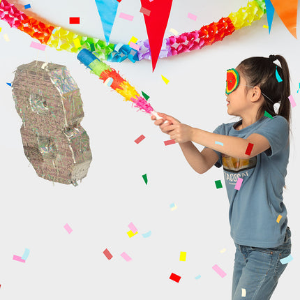 Zilveren Pinata 4 Jaar Holografisch 40cm